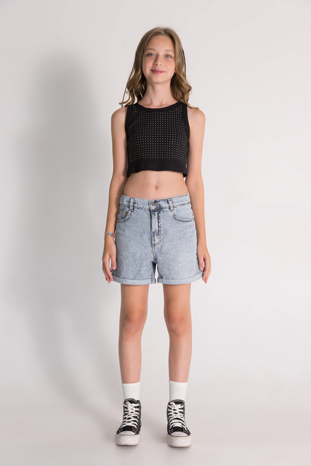 Rhinestone Crop Top Black