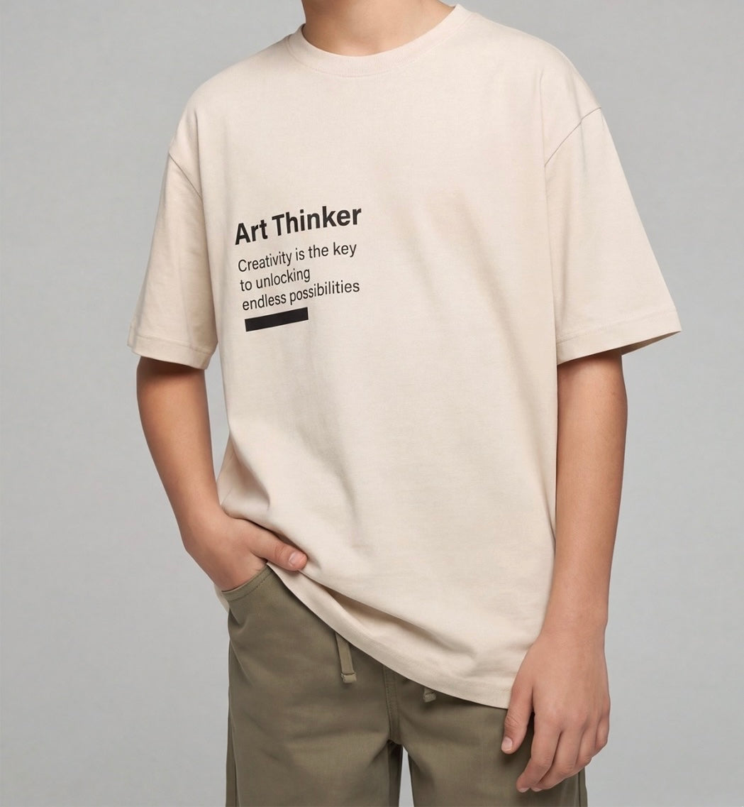 Graphic Oversized Tee Beige