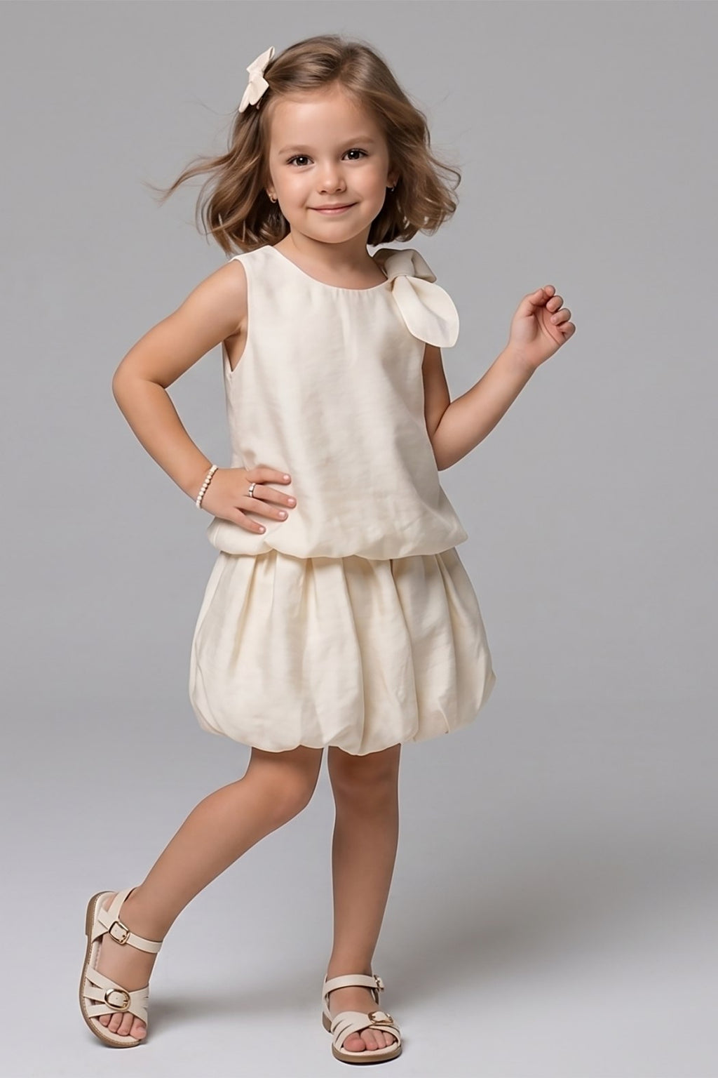 Bow & Balloon Skirt Set Beige