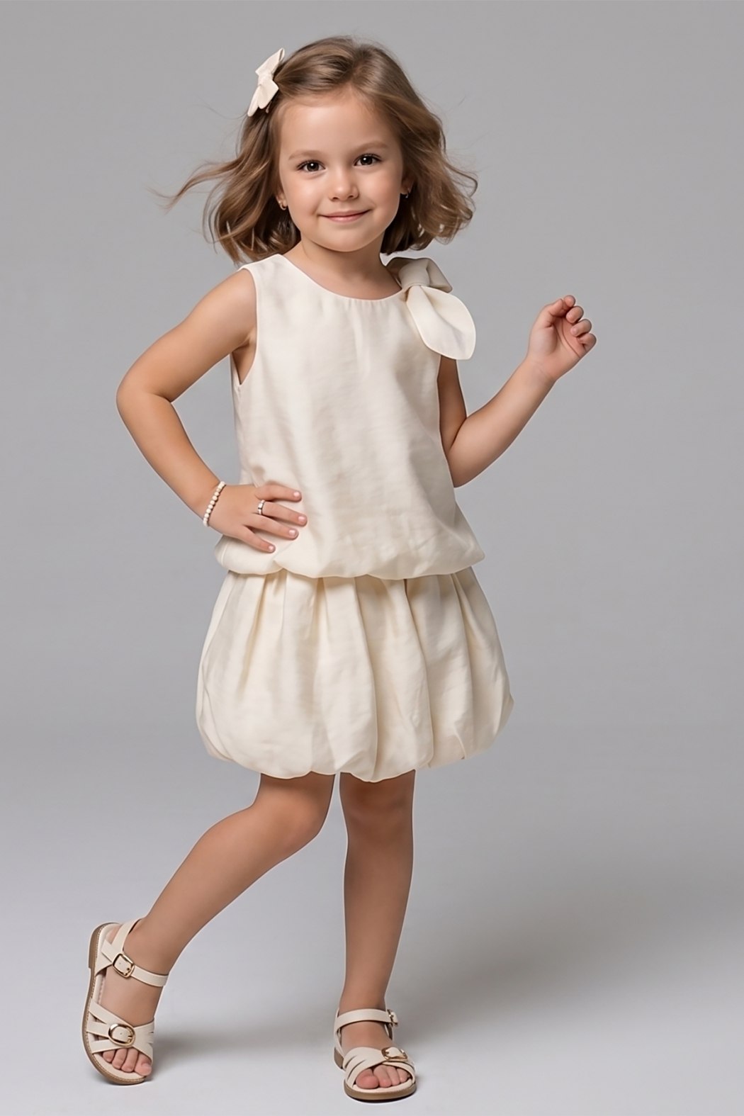 Bow & Balloon Skirt Set Beige