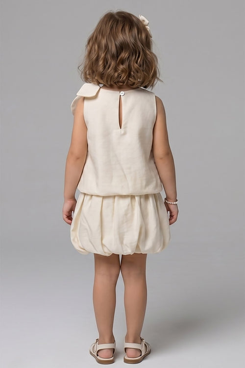 Bow & Balloon Skirt Set Beige