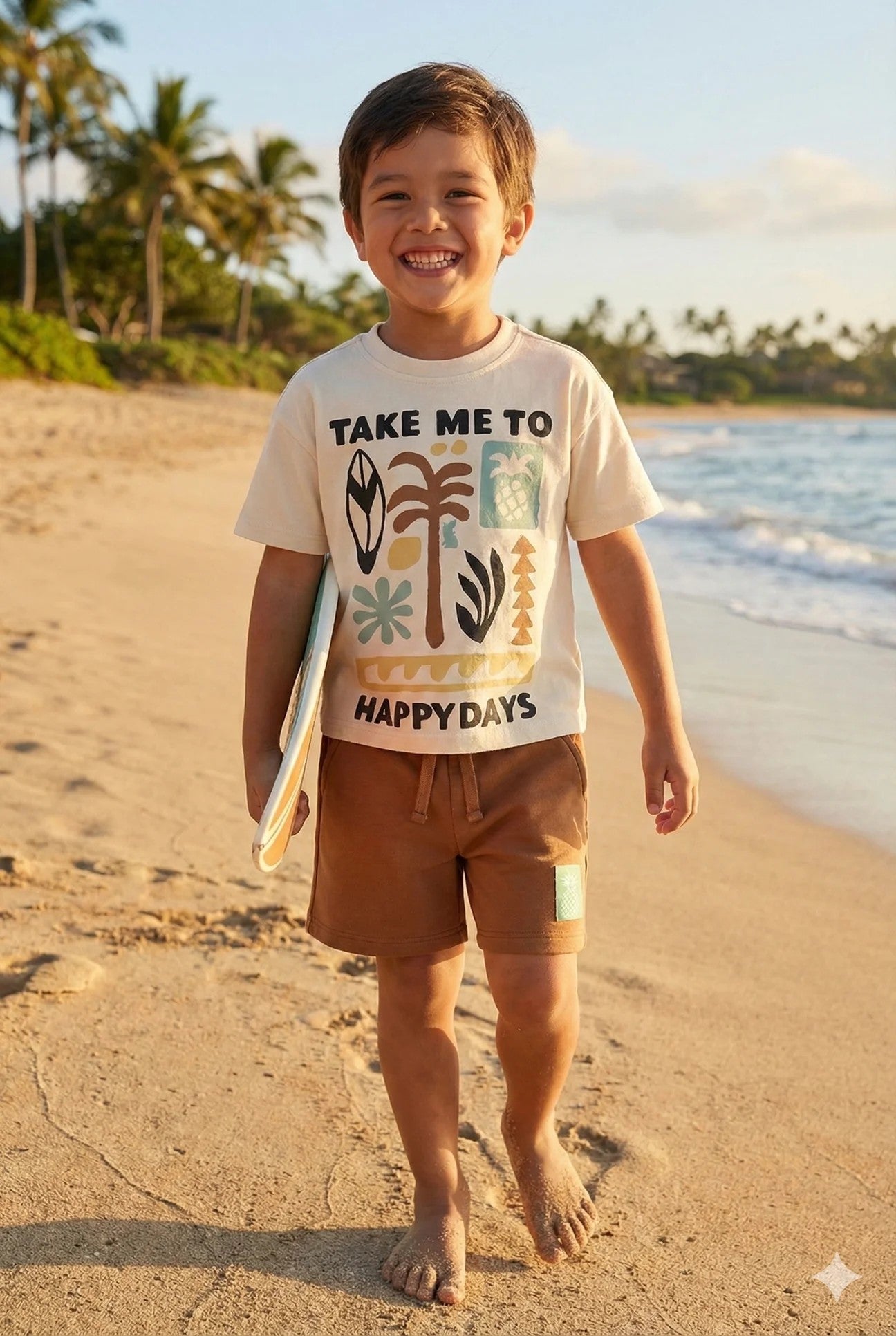 Cream Tropical Tee Set