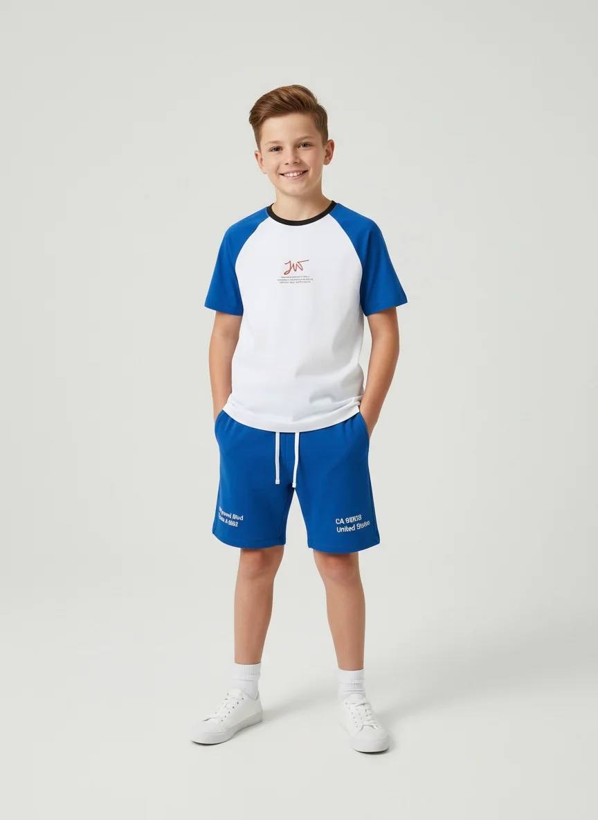 Blue Sport Tee & Shorts Set