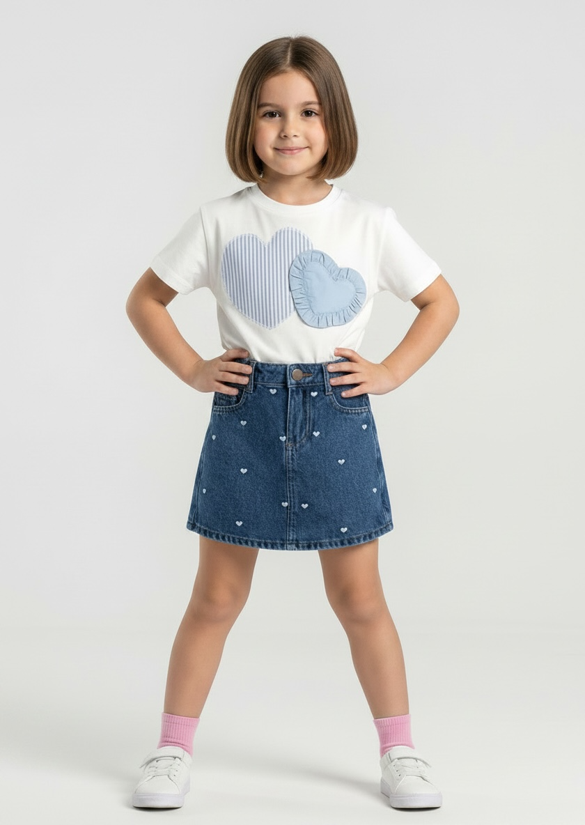 Mini Love Denim Set - Blue