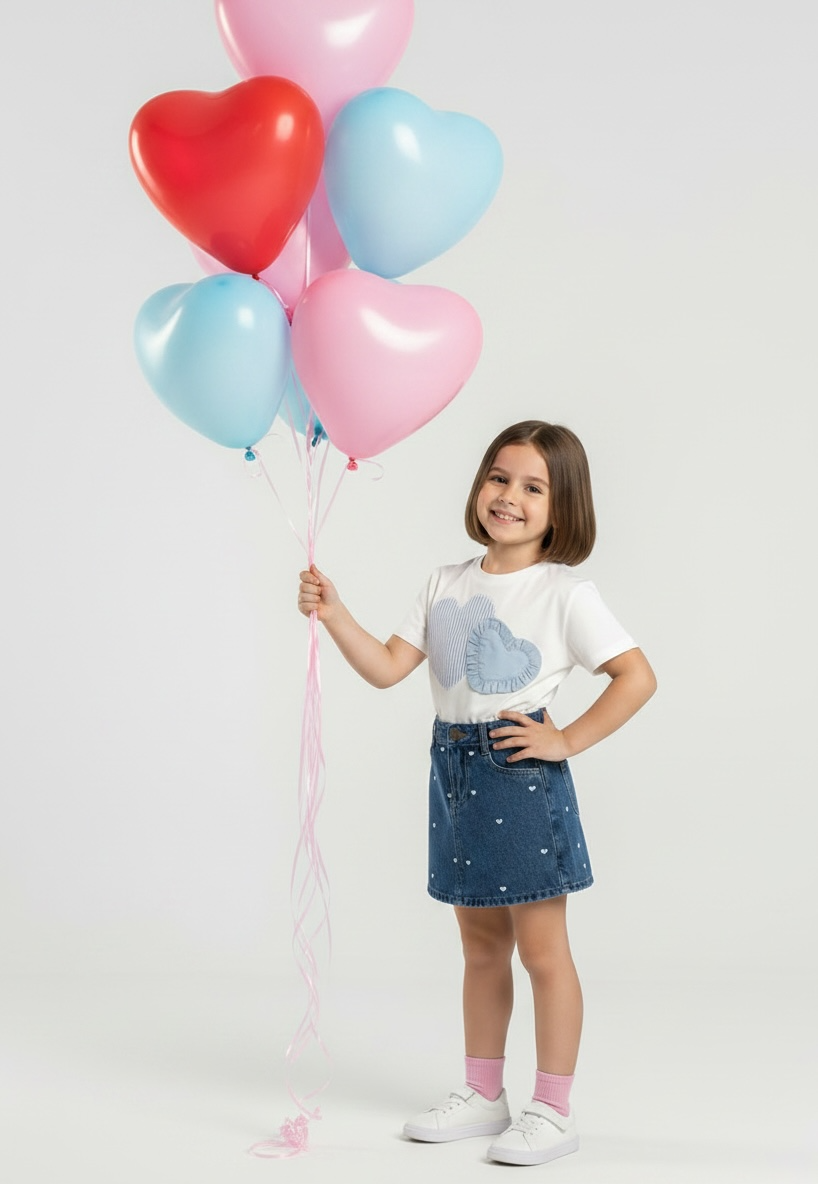 Mini Love Denim Set - Blue