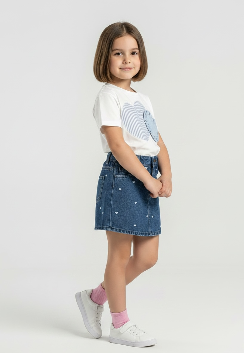 Mini Love Denim Set - Blue