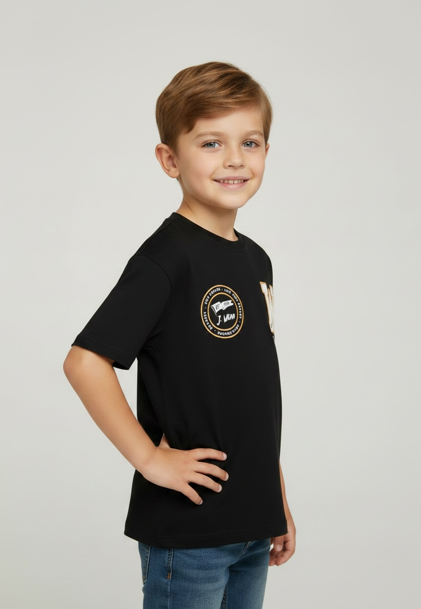 Badge Print Tee Black