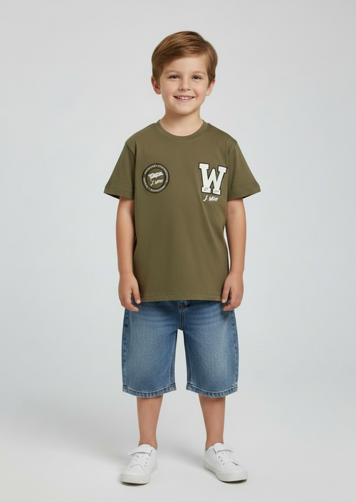 Badge Print Tee Khaki