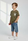 Badge Print Tee Khaki