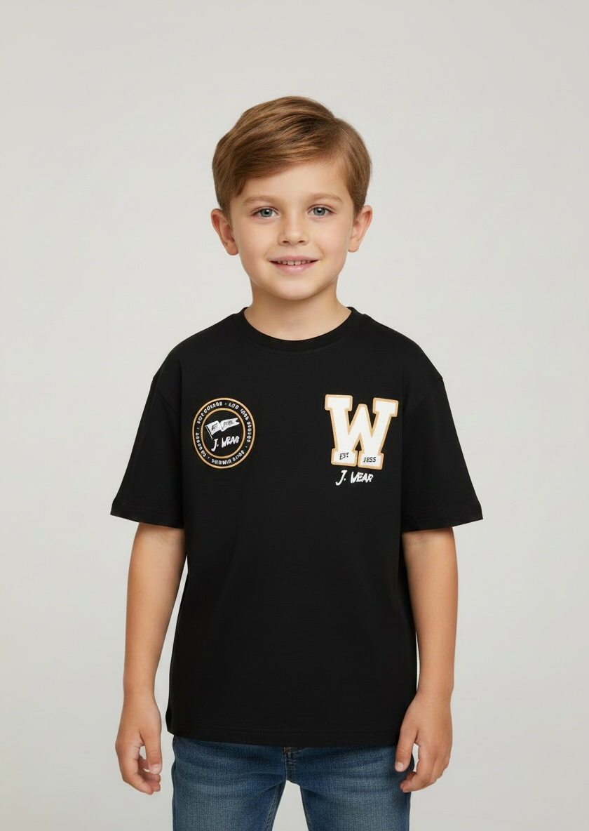 Badge Print Tee Black