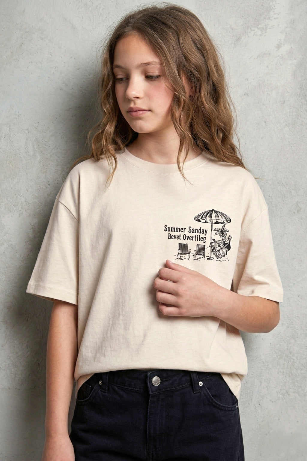 Summer Sunday Graphic Tee - Beige