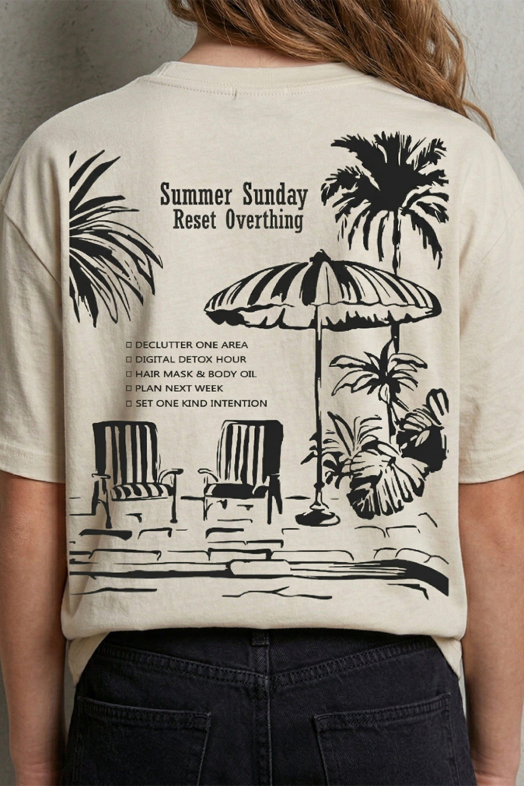 Summer Sunday Graphic Tee - Beige
