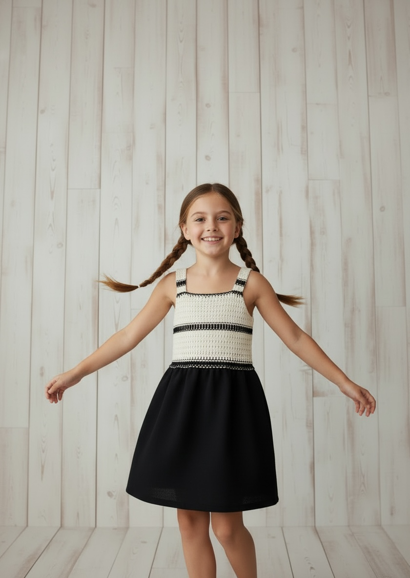 Two-Tone Knit & Linen Dress