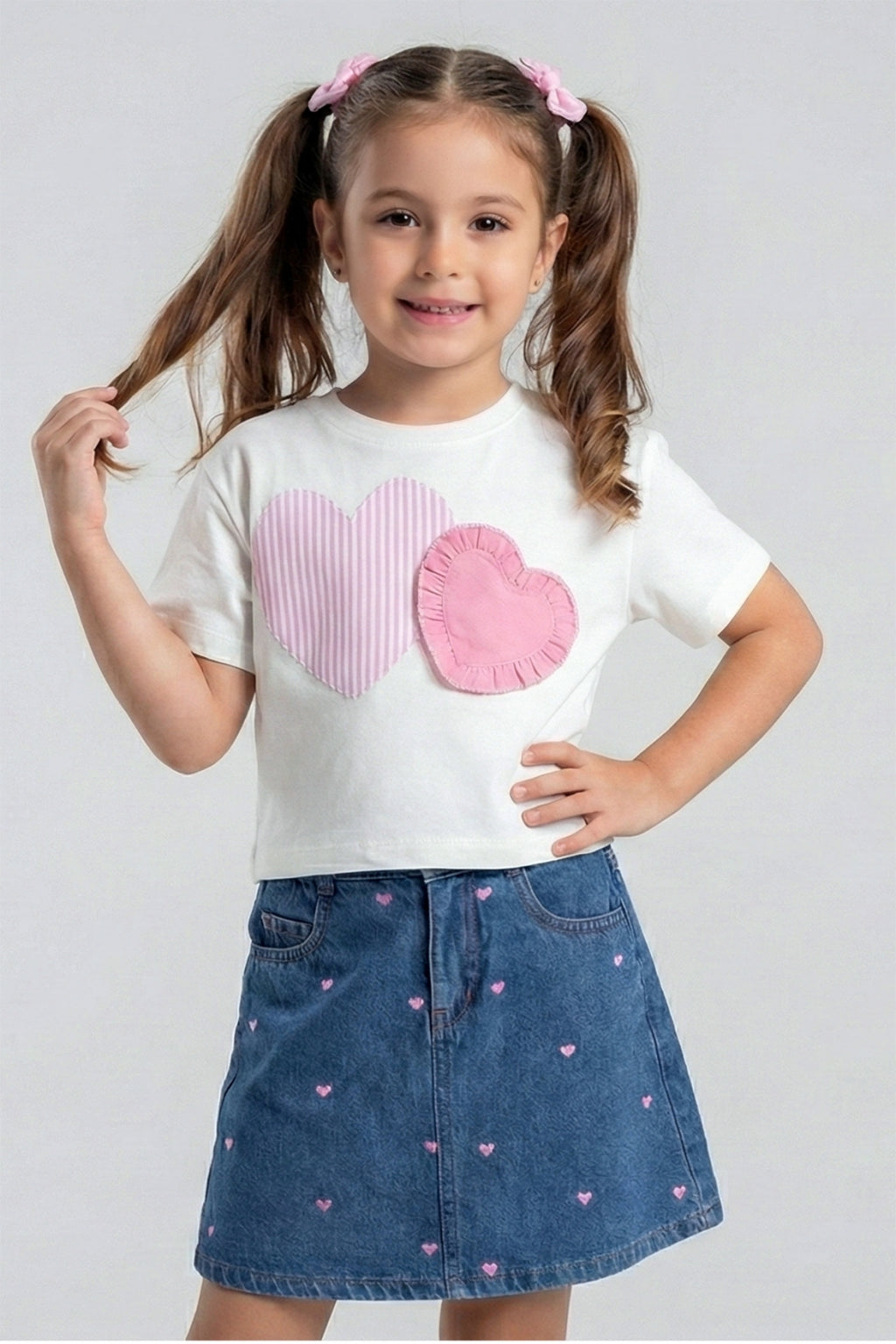 Mini Love Denim Set - Pink
