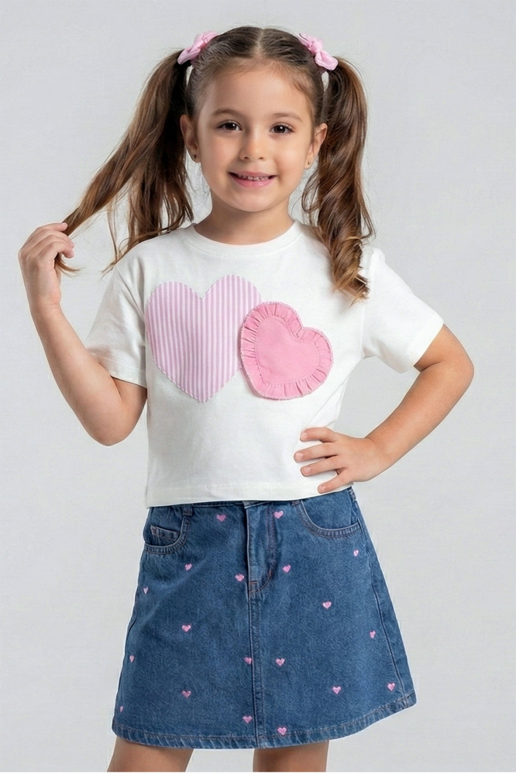 Mini Love Denim Set - Pink