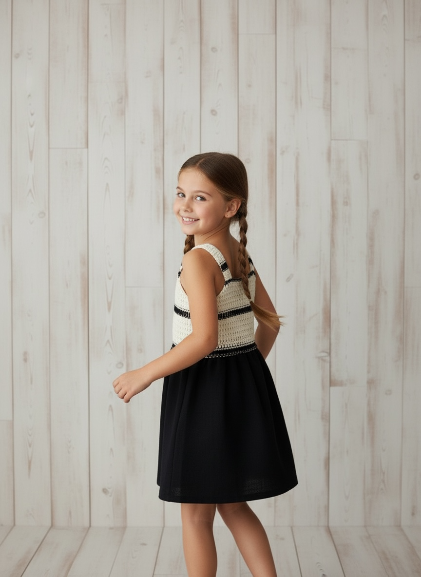 Two-Tone Knit & Linen Dress