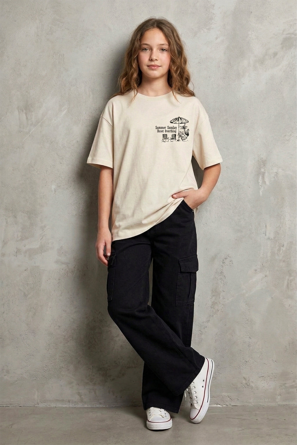 Summer Sunday Graphic Tee - Beige