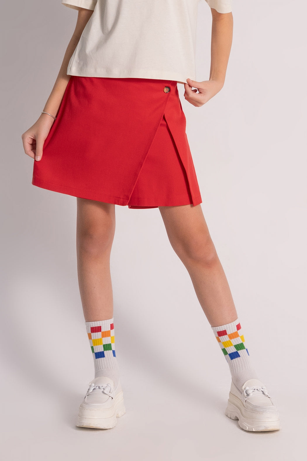Chic Heart Skort Set - Red